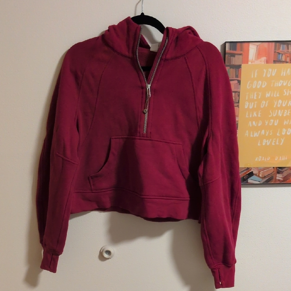 Lululemon Scuba Oversized Half-Zip Hoodie Pink/Red Sz: M/L S2hem:20in P2P:24in